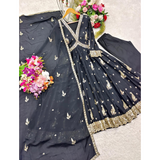 New Aliya-Cut Gown-Pant Dupatta Set