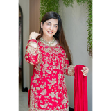 SRK-5302New Designer Party Wear Look Top-Plazzo and Dupatta