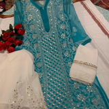 Chikankari Georgette Gotta kurti sharara sets.