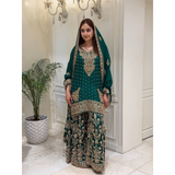 KF-1733 NEW DESIGNER HEAVY EMBROIDERY CHAIN SEQUENCE WORK SHARARA SET