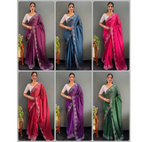One-minute READY TO WEAR SAREE DAIMOND HOTFIX HIT DESIGN
