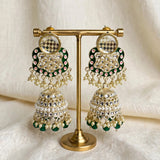 Kundan Jhumka Earrings with Pearl & Bead Tassels