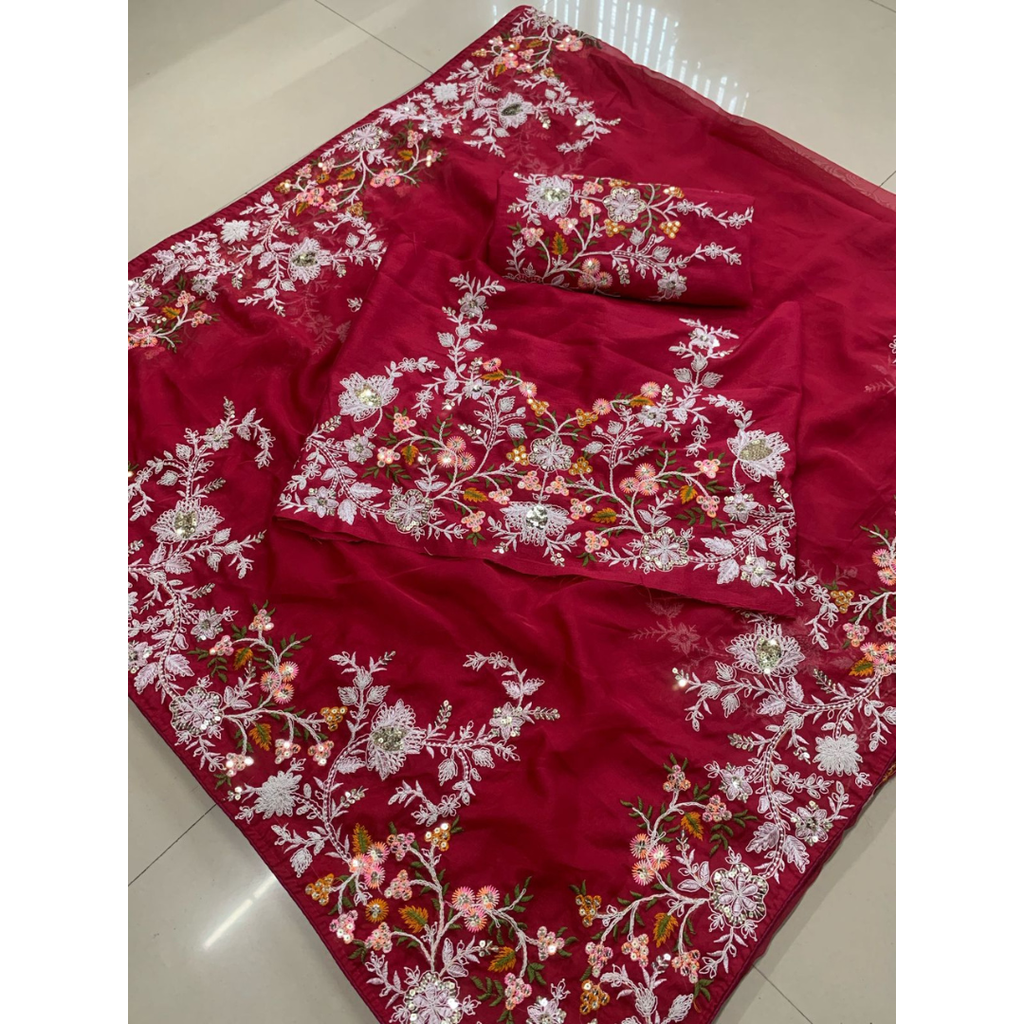 Wedding Wear Soft Organza  Silk Saree