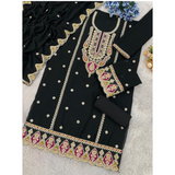 DNO 701 Embroidered Straight Cut Salwar Suit
