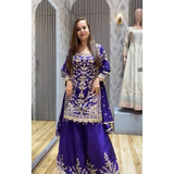 ZD-10091 PREMIUM CHINON SILK SHARARA SUIT