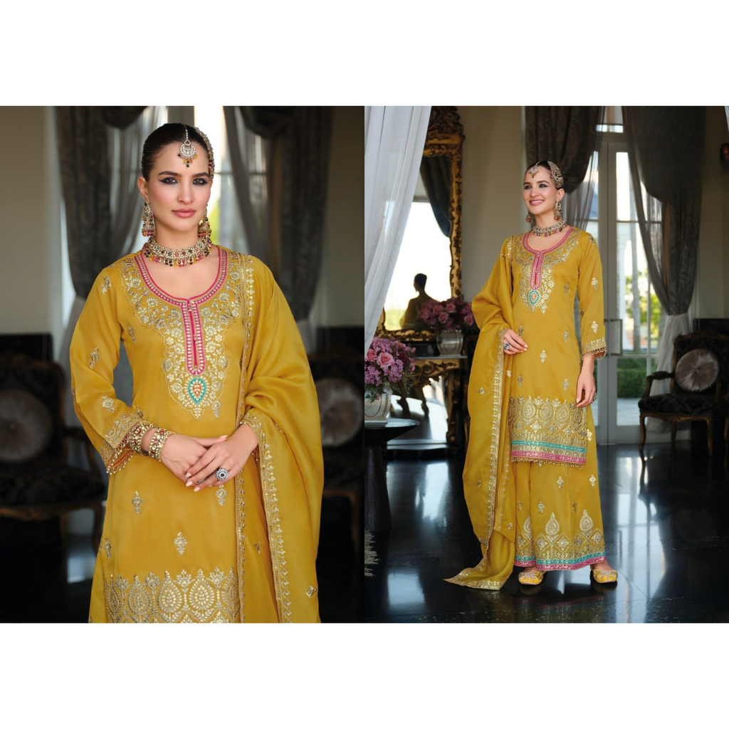Madhubala Shimmer Embroidery Sharara Sets