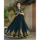 ZB-5051 New Designer Party Gown  & Dupatta Set