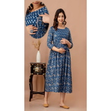 Maternity & Feeding PRINTED COTTON GOWNSTYLE KURTI