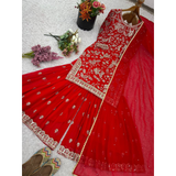 SRK-5302New Designer Party Wear Look Top-Plazzo and Dupatta