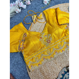 Fendi Satin Silk  Designer Saree Stitched Blouse