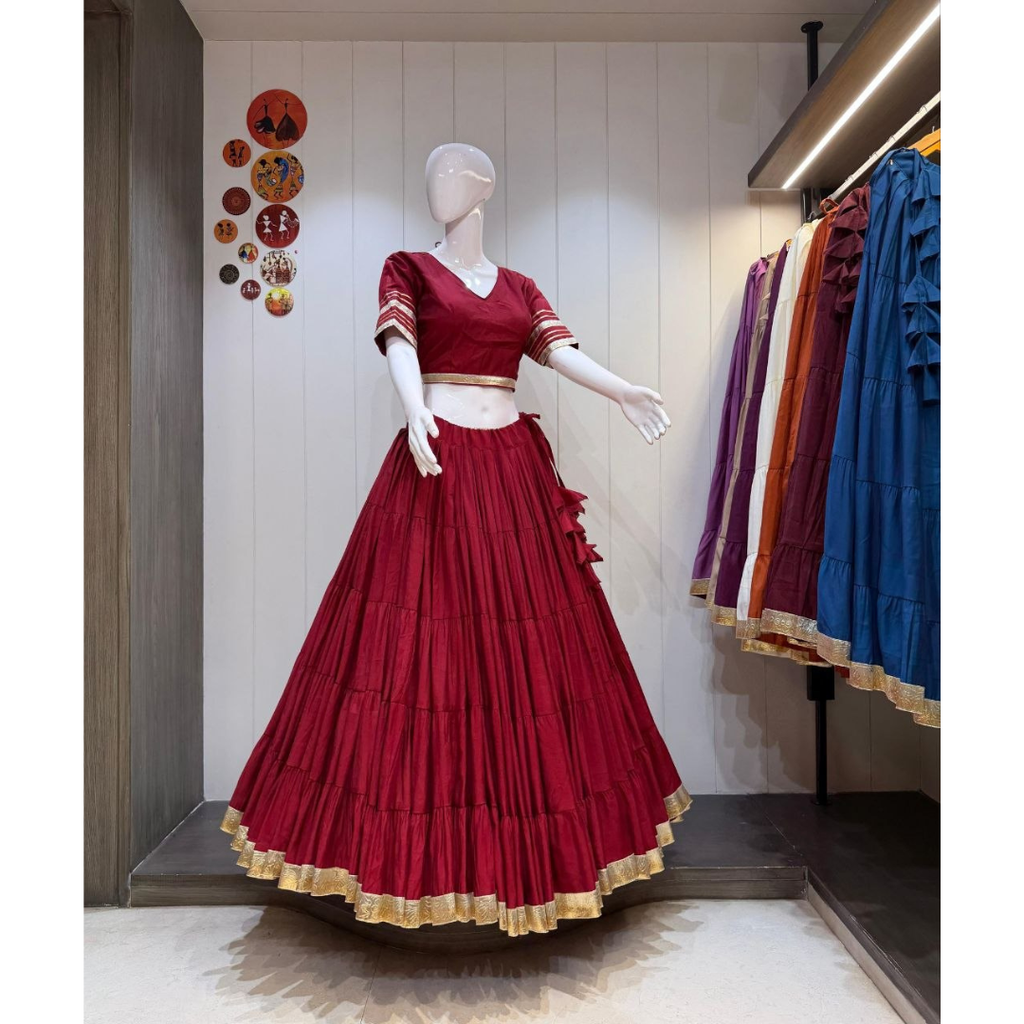 NEW HEAVY LAMPI BORDER ROMAN SILK LEHENGA SET