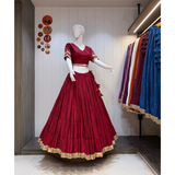NEW HEAVY LAMPI BORDER ROMAN SILK LEHENGA SET
