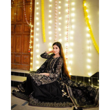 Đěsigner Heavy Faux Georgette Top Plazzo & Dupatta Set