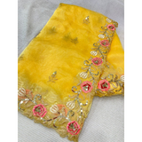 Designer Saree Heavy Embroidered Blouse  Organza sarees