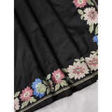 Traditional Soft Gadhwal Silk Embroidered Sarees