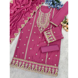 DNO 701 Embroidered Straight Cut Salwar Suit