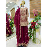 AAYANA-2 Designer Embroidered Top Sharara Palazzo Dupatta Set