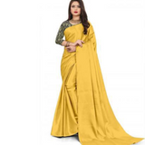SATIN Silk Wear Plain Saree