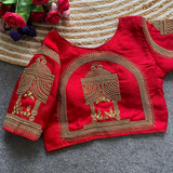 Phantom silk Blouse TEMPLE CODING, MOTI ZARI THREAD & AARI WORK