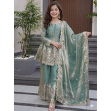 ST-0122 Kids Wear Attractive silk embroidery Kurta Set
