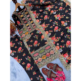 Đěsigner Party Wear Floral Chinon Silk Top Bottom & Dupatta Set