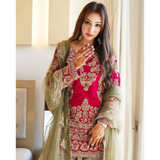 SR-1692 Designer Party Wear Look Top-sharara Set