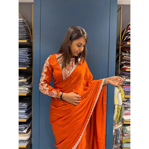 HB-201 Hirva Beauty Embroidery Coding Work Ready to wear Saree