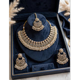 Polki Kundan Bridal Jewellery Set | Necklace, Chandbali Earrings & Maang Tikka