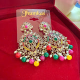 NOOR- Polki Style Earrings with Pearl & Bead Drops