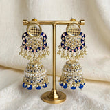 Kundan Jhumka Earrings with Pearl & Bead Tassels