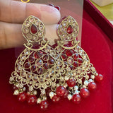 GLMZ01 Antique Gold Chand Bali Kundan Earrings