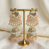 Kundan Jhumka Earrings with Pearl & Bead Tassels