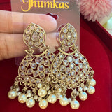 GLMZ01 Antique Gold Chand Bali Kundan Earrings