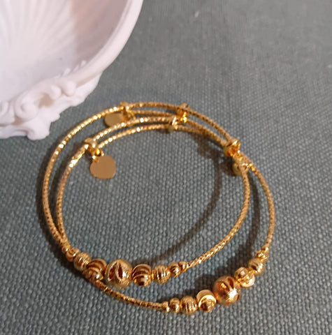 Adjustable Wrap Bangle Set – Layered Beaded Bracelet