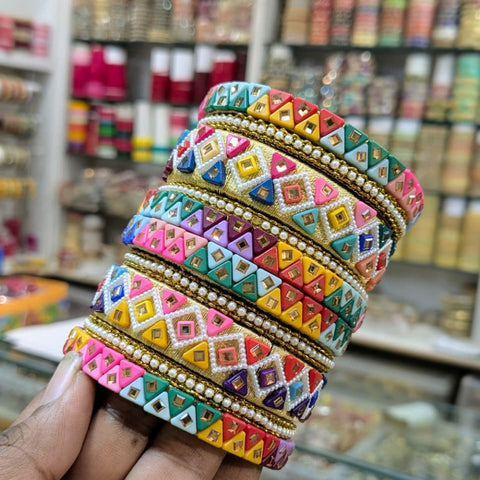 Multi Color Pearl & Crystal Bangle Sets