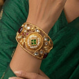 Kundan Kada Cuff Bracelet – Statement Bangle