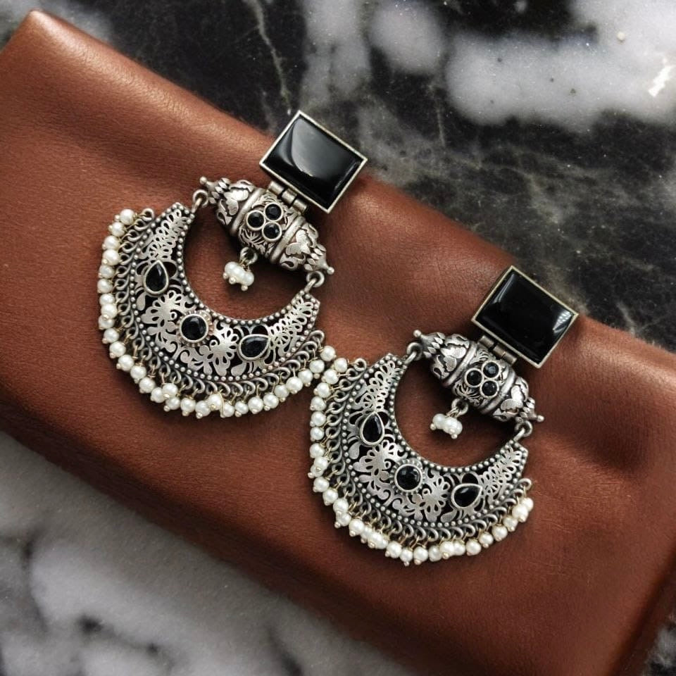 Oxidised Royale Chandbali Earrings