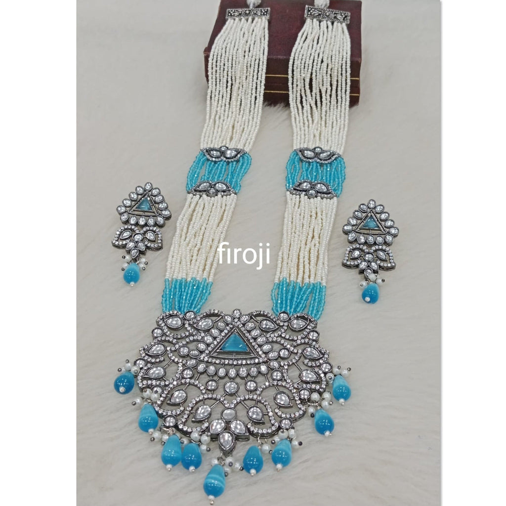 Royal Kundan Pearl Long Haar Set with Earrings