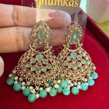 GLMZ01 Antique Gold Chand Bali Kundan Earrings