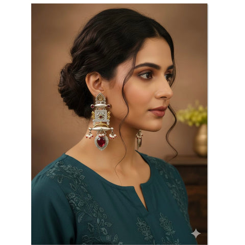 Oxidised Silver Statement Earrings