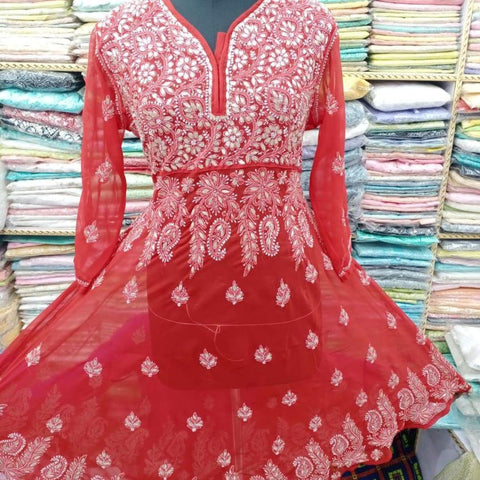 Georgette Frock Style Chikankari Kurtis