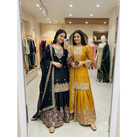 WW-1273 Chinon Silk Top Sharara & Dupatta