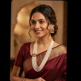 S C477 Navratna Pearl Rani Haar Set with Earrings
