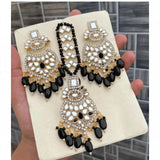 Mirror & Bead Earring Set with Maang Tikka