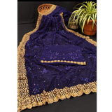 Elegant NET Embroidered PEARL Border Saree