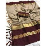 Soft Semi Silk Party Wear Contrast Border Saree.
