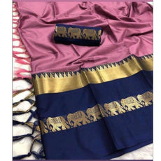 Soft Semi Silk Party Wear Contrast Border Saree.