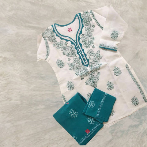 Cotton voil Chikankari kurti sets for girls