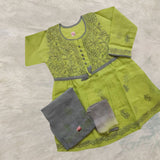 Cotton voil Chikankari kurti sets for girls