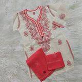 Cotton voil Chikankari kurti sets for girls